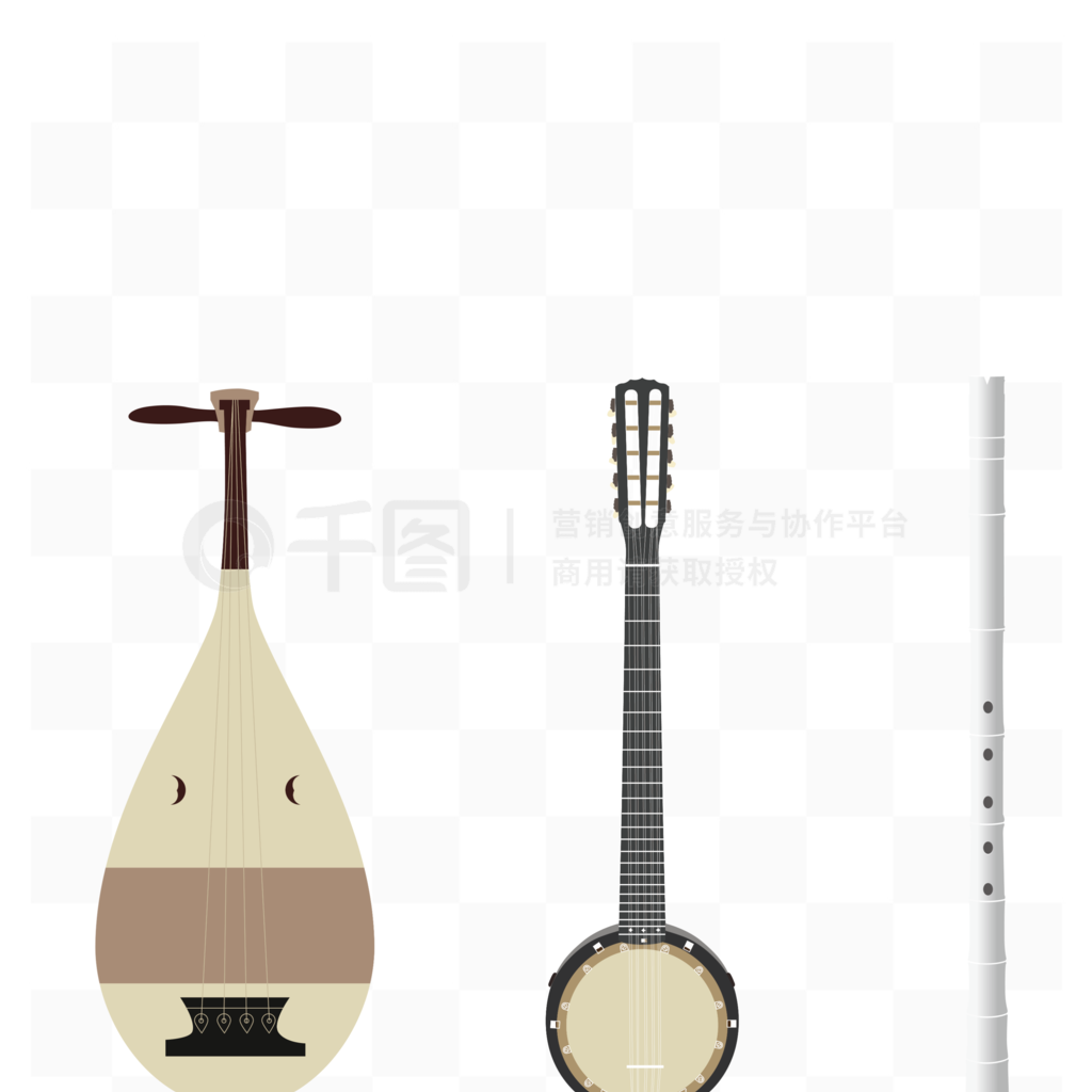 中国风传统乐器古琴矢量元素