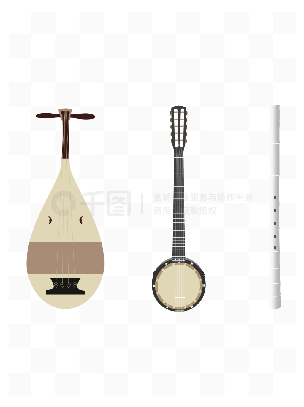 中国风传统乐器古琴矢量元素